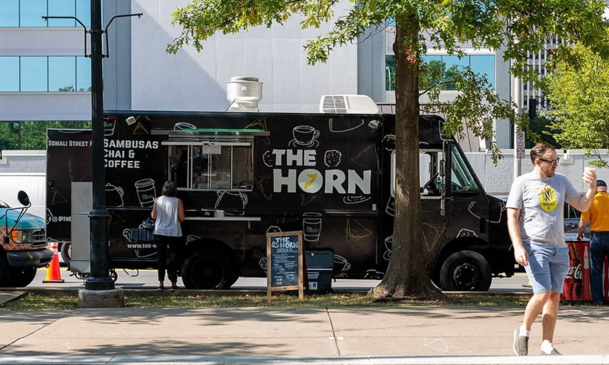 The Horn food truck serving sambusas and chai in Nashville