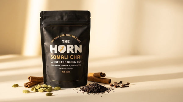 The Horn Somali Chai pouch with cardamom, cinnamon, cloves and loose-leaf tea