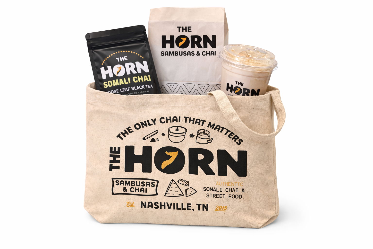 The Horn Tote Bag – Sambusas & Chai