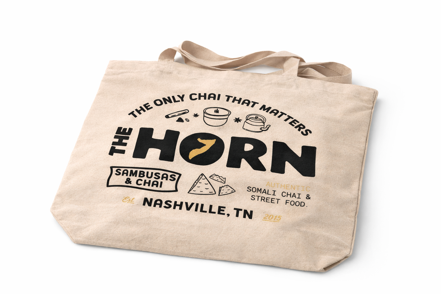 The Horn Tote Bag – Sambusas & Chai