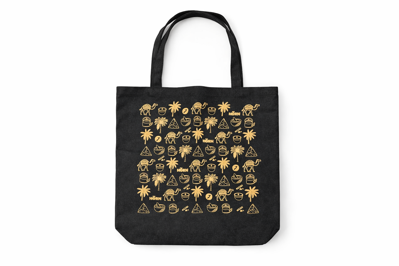 The Horn Black Heritage Pattern Tote